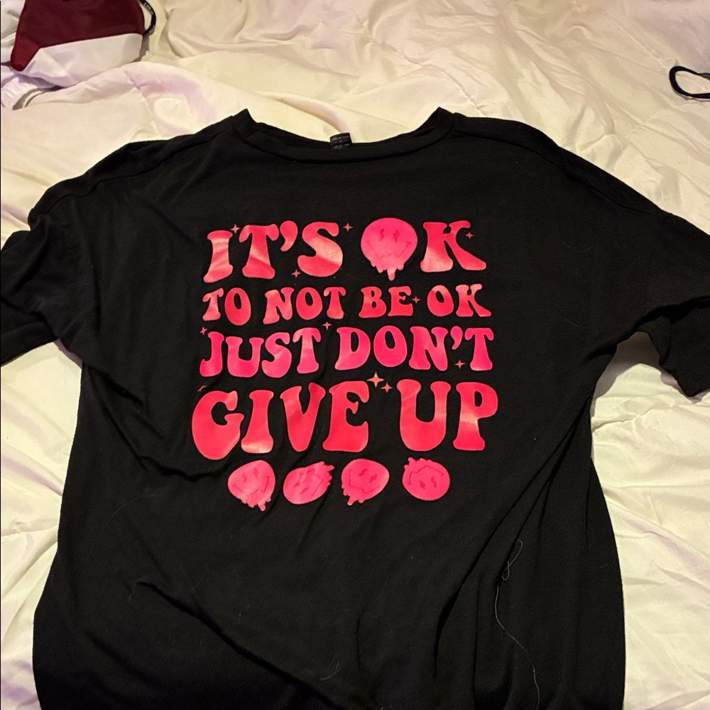 SHEIN Black Tee with Pink Graphic